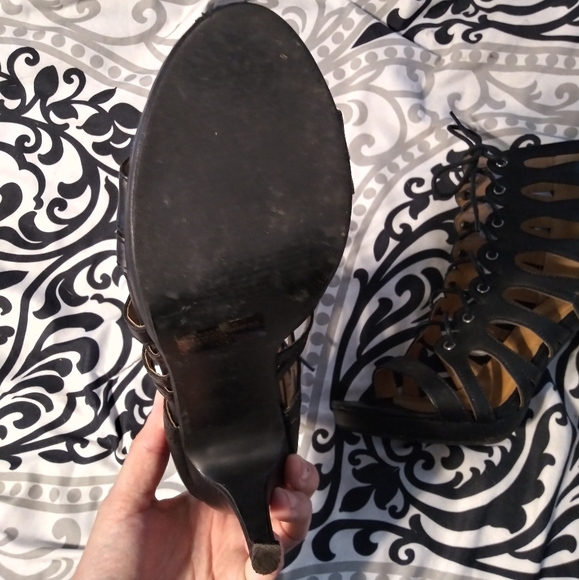 Black Lace Up Heels - Picture 8 of 8